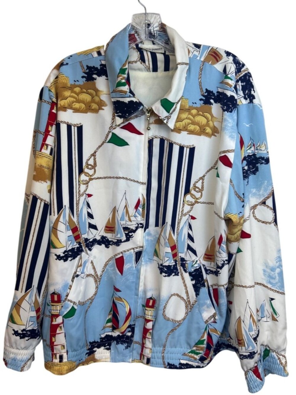 Alfred Dunner Nautical Full Zip Jacket Women's 14 Sailboat Coastal Grandmacore
